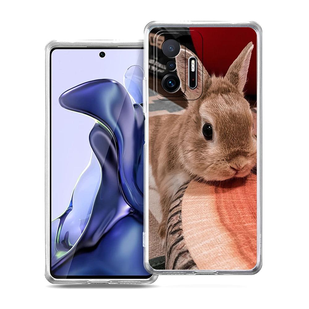 Cute White Baby Rabbits Phone Case For Xiaomi Mi Poco X6 X5 NFC X3 F6 F5 Pro F4 F3 15 14T 14 13T 12T 12 13 Lite 11 Clear Cover