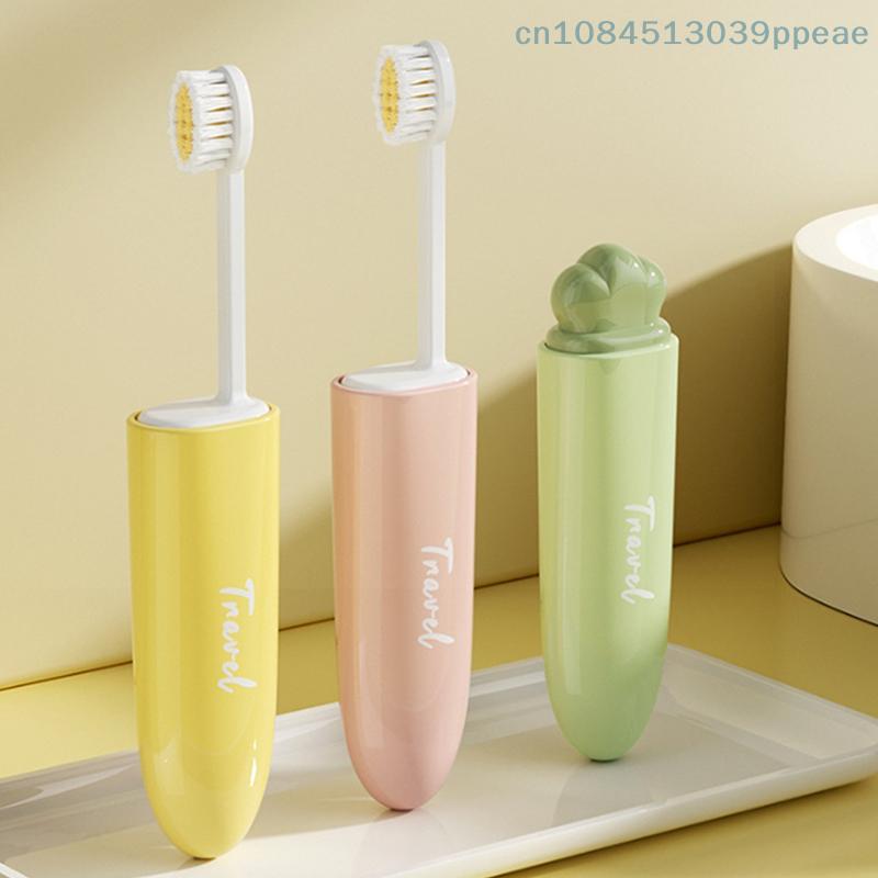 Soft Adult Toothbrush 2-in-1 Mini Travel Foldable Portable Small Dental Brush Space-Saving Portable Dental Care
