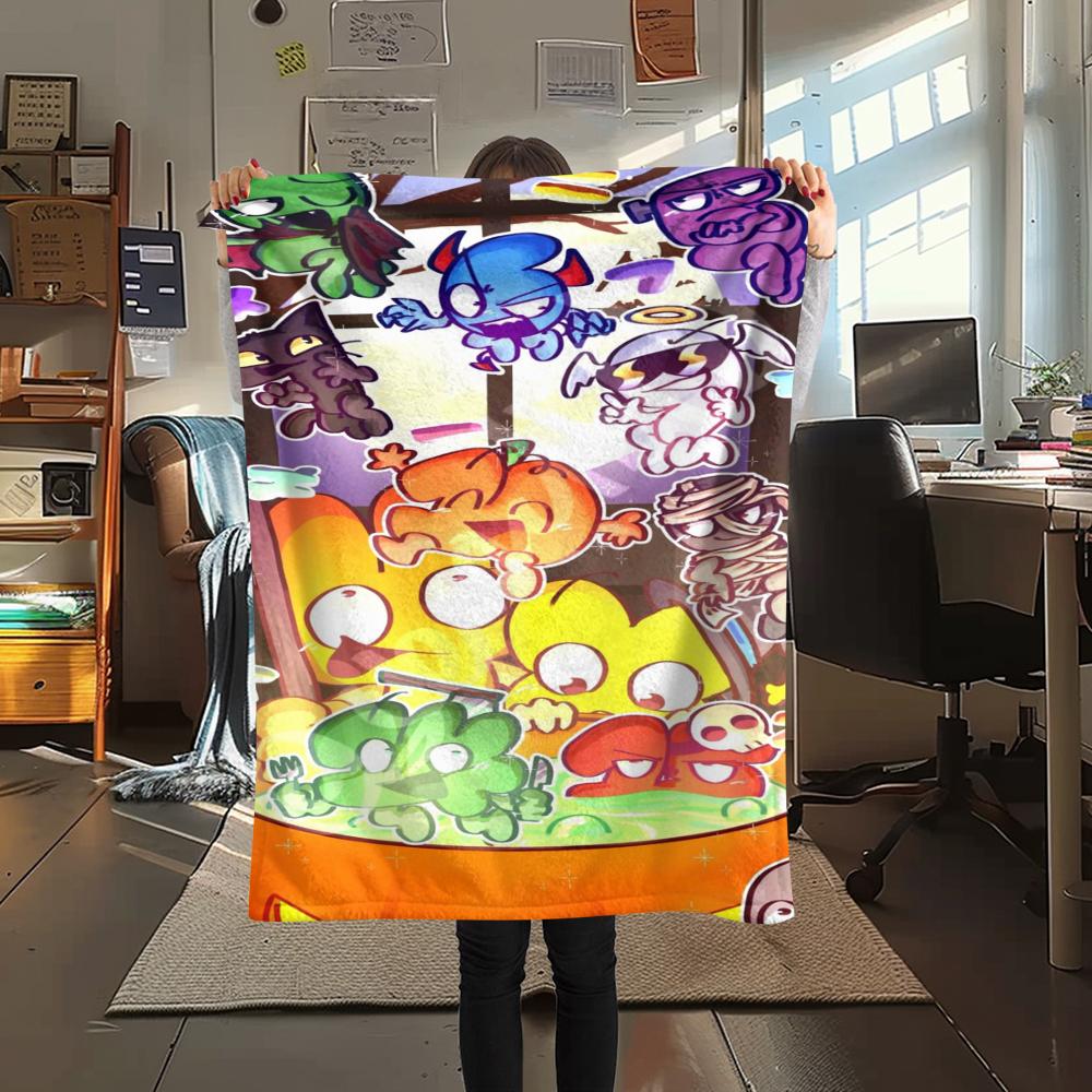 1PC BFDI Print Flannel Blanket, High Quality Comfortable for All Seasons, Home Decor, Warmth and Comfort, Perfect for Christmas Gifts