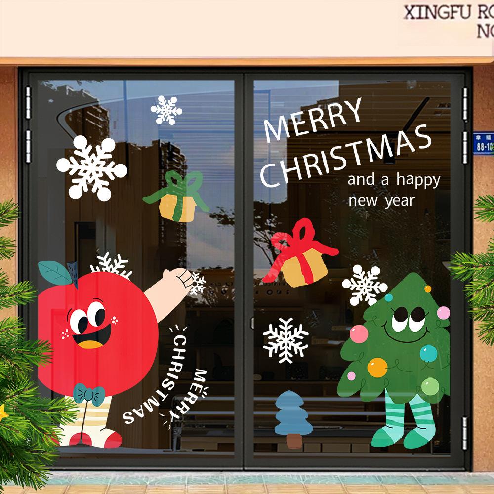 Christmas Window Sticker Decoration Electrostatic Stick Christmas Tree Glass Film for Shopping Mall Store Atmosphere Layout