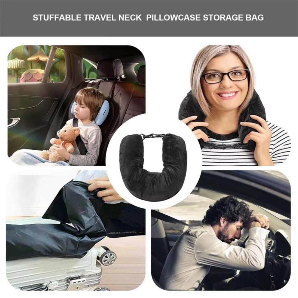 Adjustable Straps Fillable Neck Pillow Stuff With Clothes Self-filling Travel Pillow  Travel Use