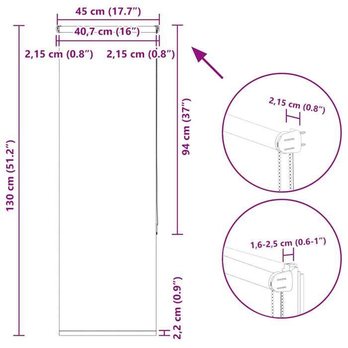 VidaXL Roller Blind Blackout Off-white 45x130cm Fabric Width, Day and Night Blind, Kitchen Blind, Blind 4011611
