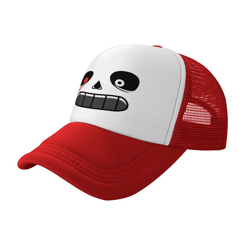 Skelton Face Mesh Trucker Hat Black White Skull Design Breathable Baseball Cap for Unisex and Women Casual Streetwear Style