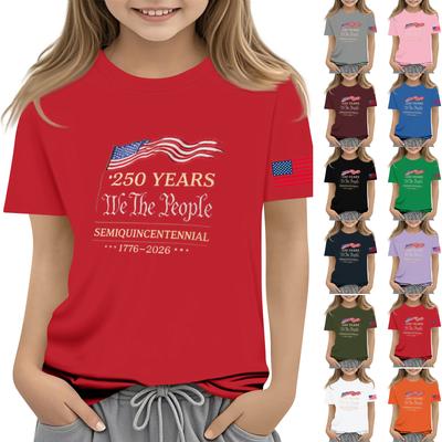 Children's Casual Short-Round Neck Fashionable T-shirt Top