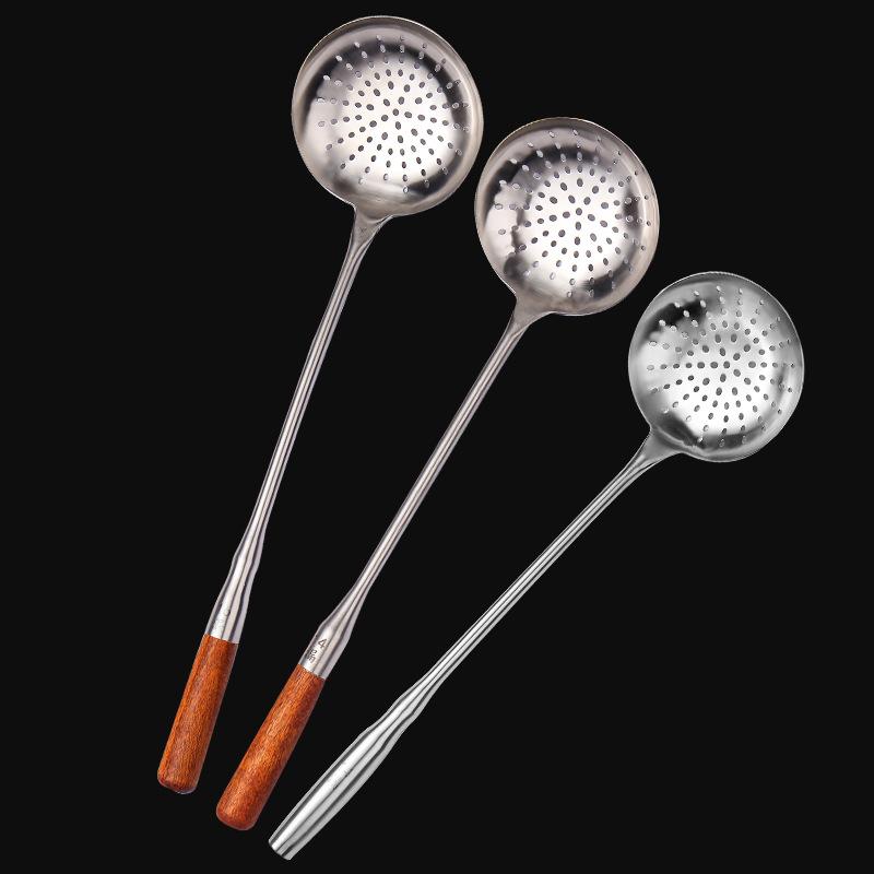 Stainless Steel Slotted Spoon for Scooping Noodles, Large Household Kitchen Filter Screen, Hot Pot Oil Grid Spoon, Chef
