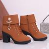Trend Women Casual Outdoor High Heel Ankle Boots Autumn Winter Woman 2025 New Fashion Comfortable Short Boots Shoes for Women