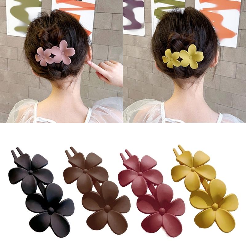 Elegant Matte Flower Hair Barrettes with Strong Clasp Secure Hair Gripper for Various Hairstyle Women Accessory