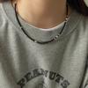 Ručně vyráběný náhrdelník z přírodních černých achátových korálků pro ženy, minimalistický choker řetízek s korálky oddělovači, geometrický design