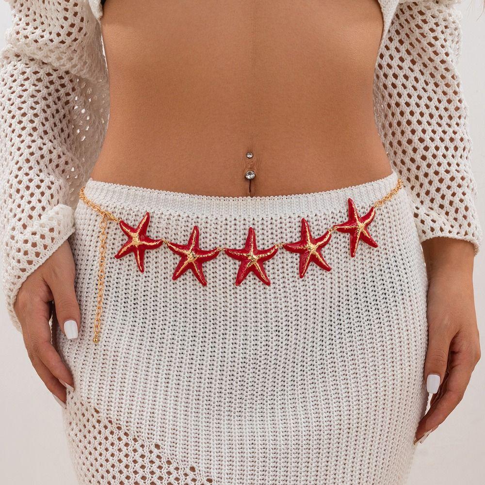 Adjustable Beach Starfish Waistband Bohemian Dress Belt Chains Belly Chain  Photo Props