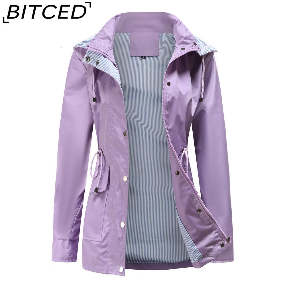 BITCED Autumn/Winter Detachable Hood Trench Coat Plus Size Women's Raincoat