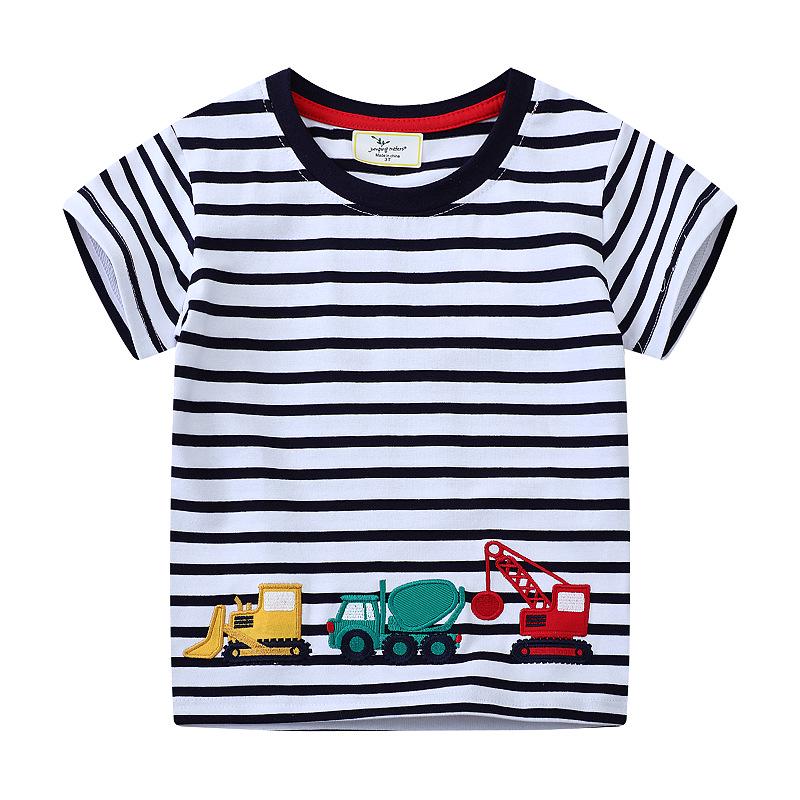 Boys Cartoon Embroidered Pure Cotton Short-Sleeve T-Shirt - 2026 Summer Collection 4T
