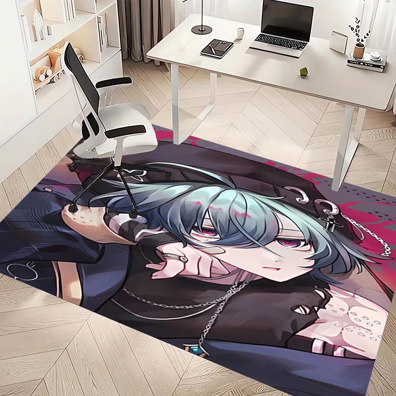 Genshin Impact Cryo Lohen Polearm Print Area Rug - Soft,Washable Non-Slip Indoor Mat,Living Room,Home Office Decorative Rug