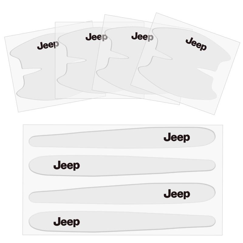 

For Jeep 8Pcs Car Door Handle Rubber Sticker Decal Decals Accessories For Jeep Grand Cherokee Wrangler JK Gladiator Compass R
