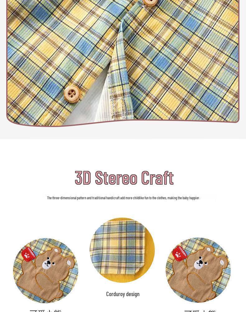 Autumn/Winter Waterproof Coveralls for Babies - Children's Crystal Velvet Stain-Resistant Plaid Bib Shirt & Outerwear