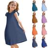 Children's Flying Sleeve Round Neck Summer A-Line Casual Holiday Loose Dress