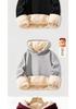 Men's Velvet-Lined Lambswool Hoodie - Loose Fit, Solid Color, Warm Winter Jacket
