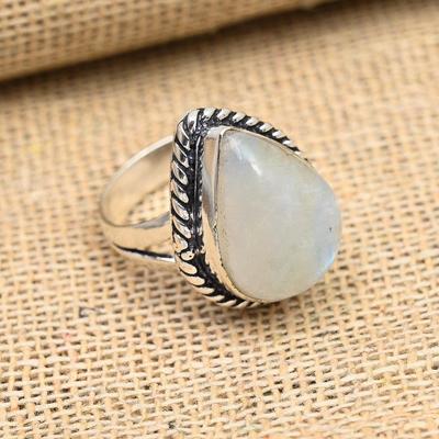 Rainbow Moonstone Gemstone Handmade Jewelry Solid 925 Sterling Silver Ring