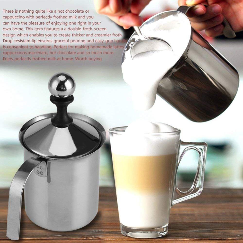 Double Mesh Stainless Steel Milk Frother Japanese Style Frother Cappuccino Preparation