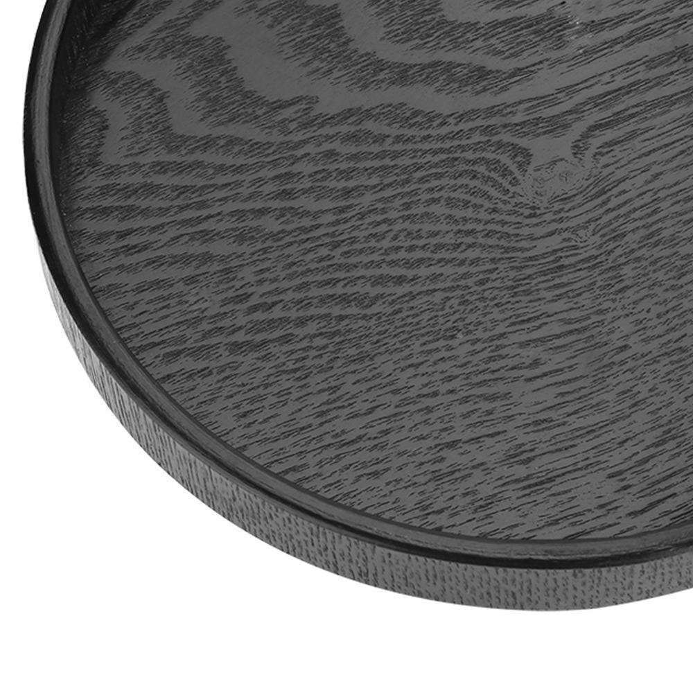 Round Shape Solid Wood Tray Black Color Tea Serving Tray Platter Wood Serving Tray  Restaurant Use
