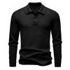 Men's Long Sleeve Polo Shirt Casual Textured Top for Men Spring Autumn Fashion Multi-Color Button-Down Collar Male Blouse