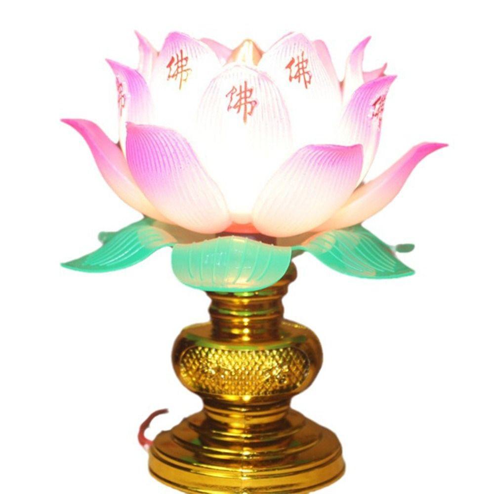 Pink Lotus Lamp Exquisite Temple Decoration Creative Worship Lamp  Worship