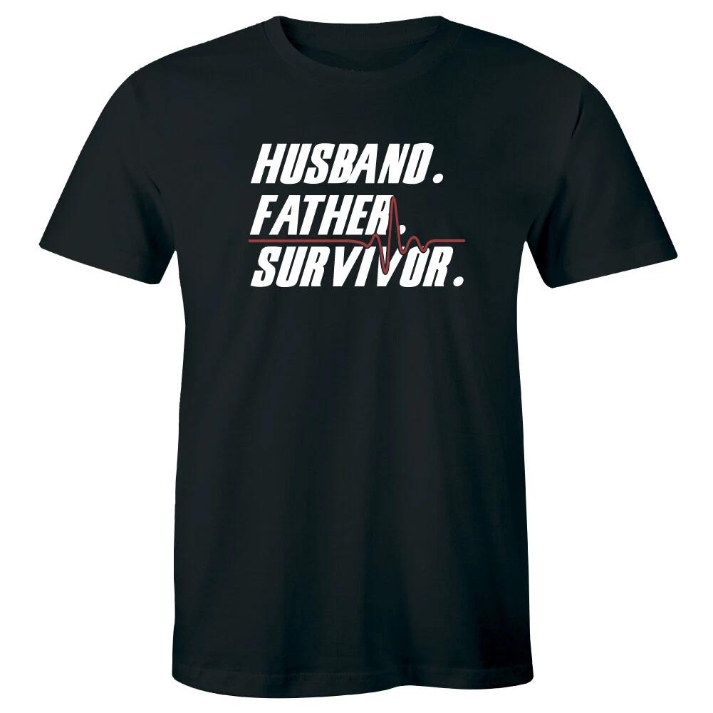 

Husband Father Survivor Men s T-Shirt Medical Fighter Gift for Dads Fathers Tee S