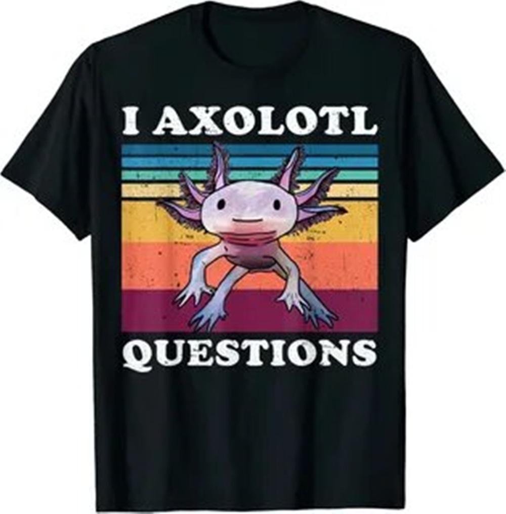 I AXOLOTL QUESTIONGS Children Boy Girl T shirt 2026 New Summer Short Sleeve T-Shirt Cute Style kidS casual SPORTS Tops