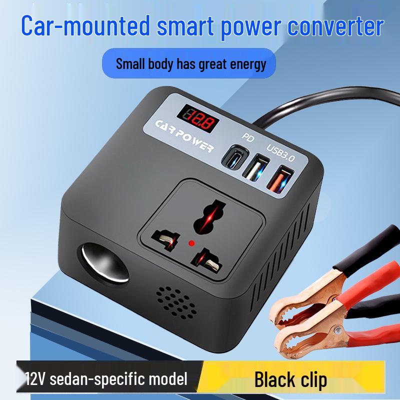 Magic Cube 12V/24V Car Inverter with Battery Clips - Fast Charging Mobile Devices with 220V National Standard Power Output