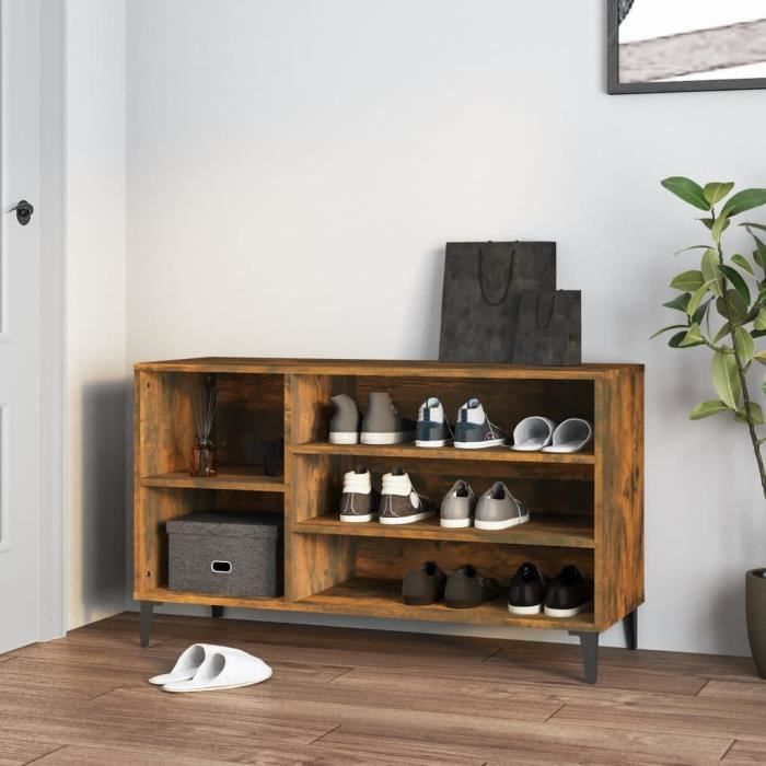 VidaXL Shoe Cabinet Smoked Oak 102x36x60 Cm Engineered Wood 819753