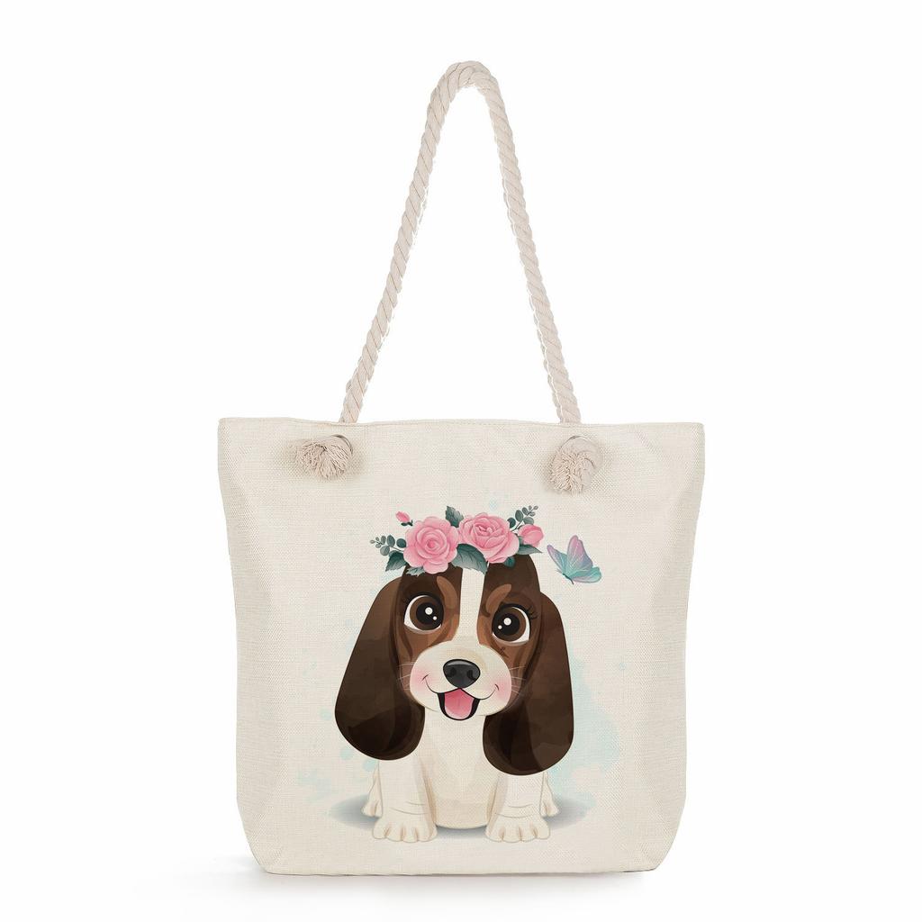 Animal print thick rope single-shoulder beach bag 7286 CLE