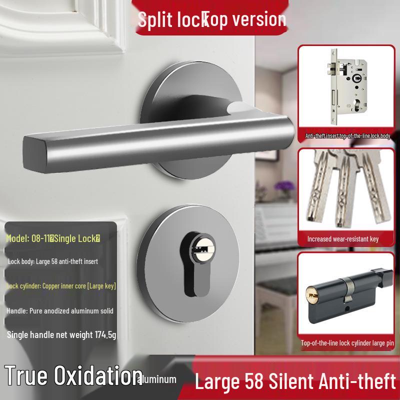 Univerzální magnetický černý vnitřní zámek kliky dveří pro dřevěné dveře ložnice