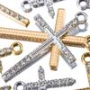 2pcs Cross Shaped Inlaid Rhinestone Alloy Pendant With High Color Retention For DIY Necklace Accessory Fashionable And Versatile
