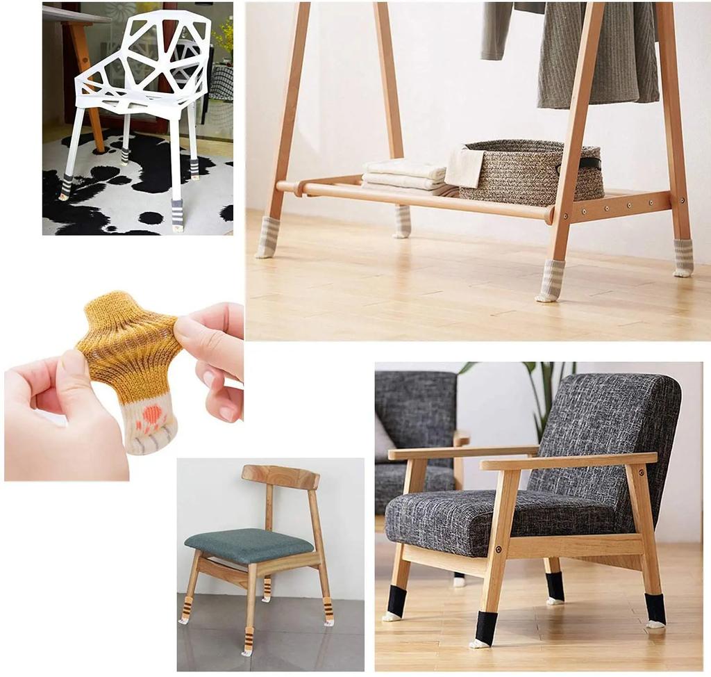 24 buc Șosete Tricotate Drăguțe cu Lăbuță de Pisică pentru Mobilier, Antiderapante, Huse pentru Picioarele Scaunelor, Protecții pentru Podea, Botosei pentru Picioarele Mesei, Tampoane, Potrivire Pătrată Rotundă