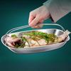 304 Stainless Steel Fish Steaming Plate with Handles, Deep & Thick, Ideal for Home & Restaurant Use.