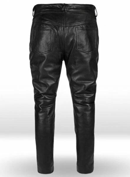 White Strip Black Stylish Men Pant Casual Motorcycle Leather Lambskin Designer