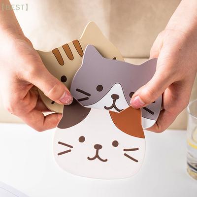 Cute Cat Coaster PVC Non-slip And Anti-scalding Bowl Mat Silicone Teacup Insulation Pad