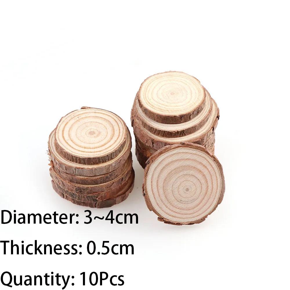 3-16CM/1-10pcsThick Natural Pine Round Unfinished Wood Slices Circles With Tree Bark Log Discs DIY Crafts Wedding Party Painting