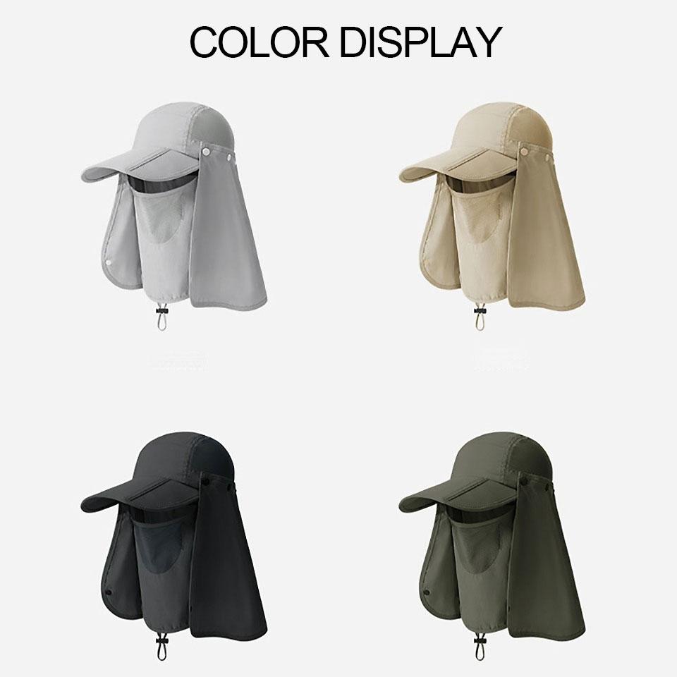 1Pcs UPF50+ Sun Hat Breathable Sweat-Absorbent Face Cover Foldable Brim Water-Resistant Full Face Sun Protection Cycling