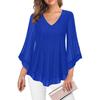 BITCED Bluse e Camicie Casual da Donna a Manica Lunga con Scollo a V e Stampa Monocolore