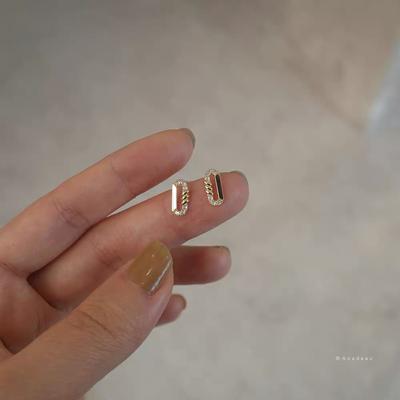 Cercei cu șuruburi din argint sterlin S925, model geometric, cu design special, cu diamante încorporate, simpli, asortați, de lux