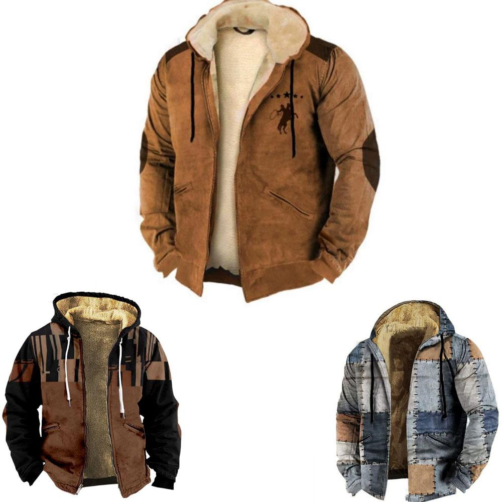 Autumn/Winter Retro Arctic Velvet Hooded Men's Sweatshirt