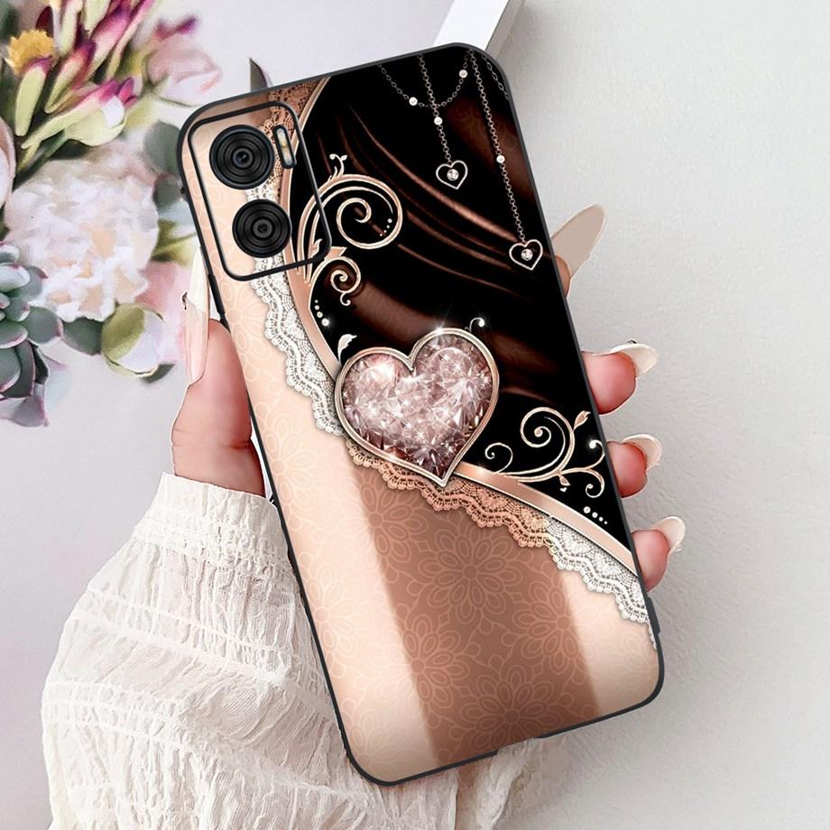Phone Case For Motorola Moto E22 E22i E22s Motorola E20 E30 E40 E13 E14 Luxury Girly Cartoon Cover Soft Matte Silicone Capa