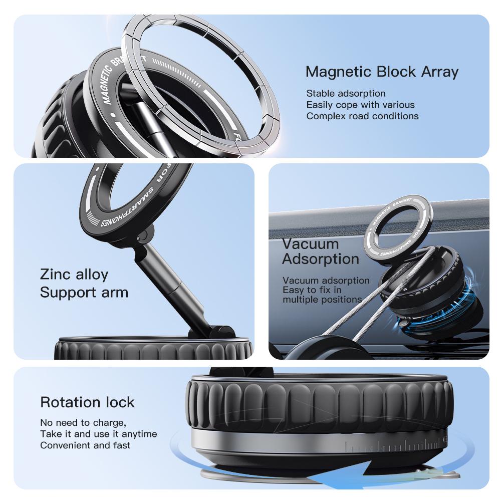 Car Vacuum Strong Magnetic Holder Foldable Suction Stand Adjustable Rotatable Mounts Motorcycle Phone Holder For iphone Samsung