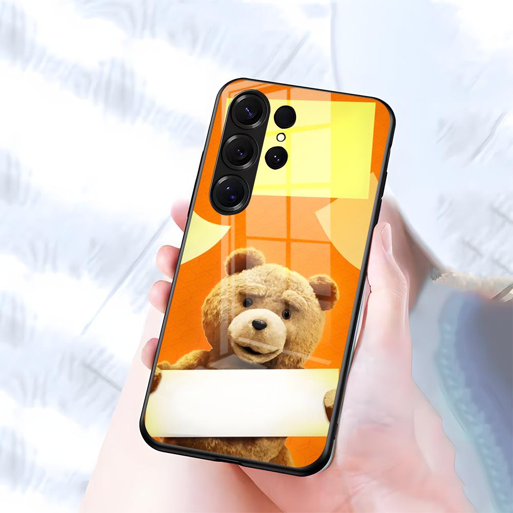 T-Ted B-Bear Phone Case For Samsung S26 S25 S24 FE S23 S22 S21 Plus S20 Ultra Note20Ultra Black Glass Cover