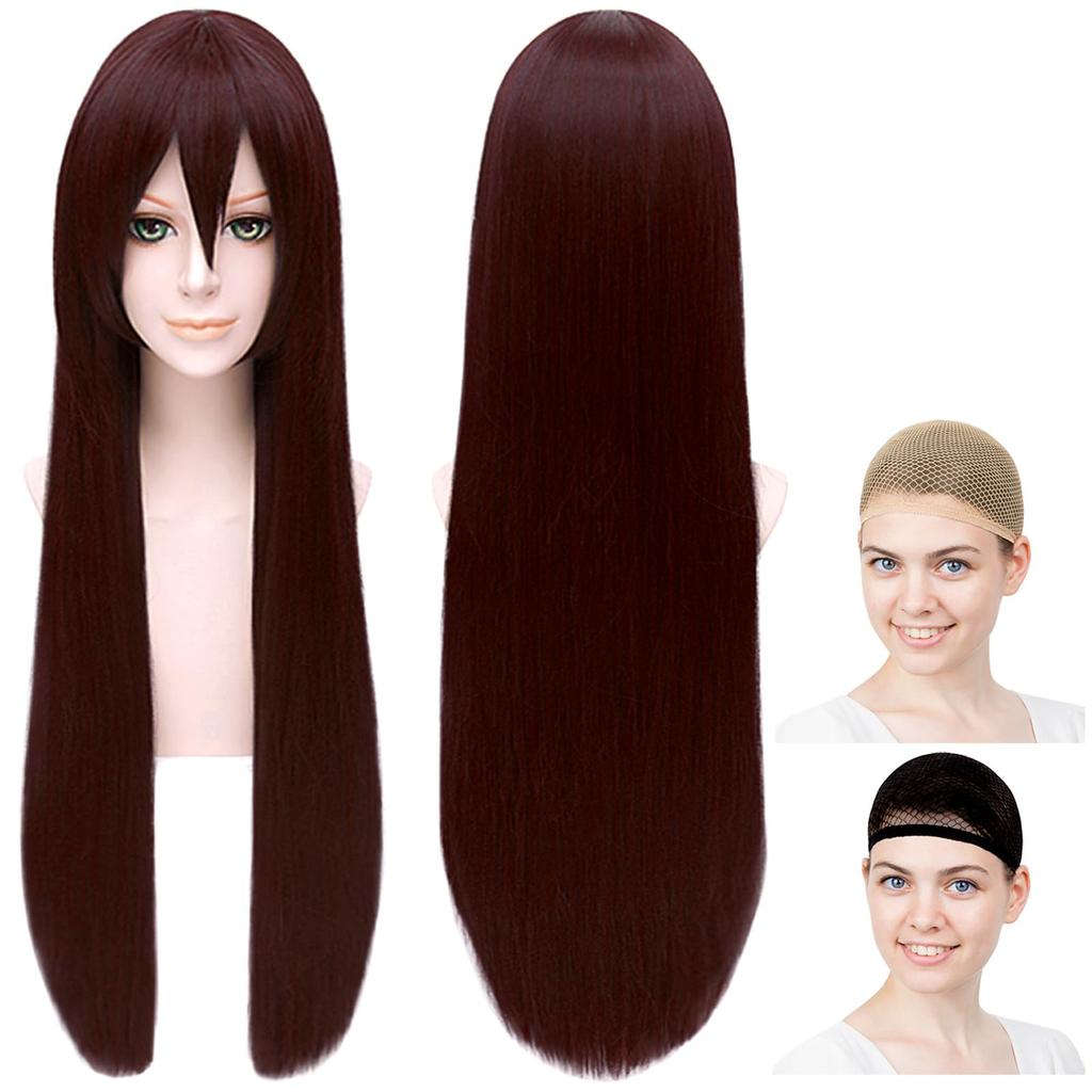 CaseEden Cosplay Wig, Premium Smooth Long 80cm Heat-Resistant Dark Brown (WIG6180)