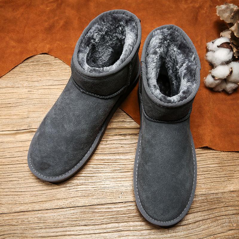 Men's Plush Velvet Padded Warm Winter Thick Bottom Heightened Home Leisure Hiking Indoor Shoes Snow Boots Cotton Boots