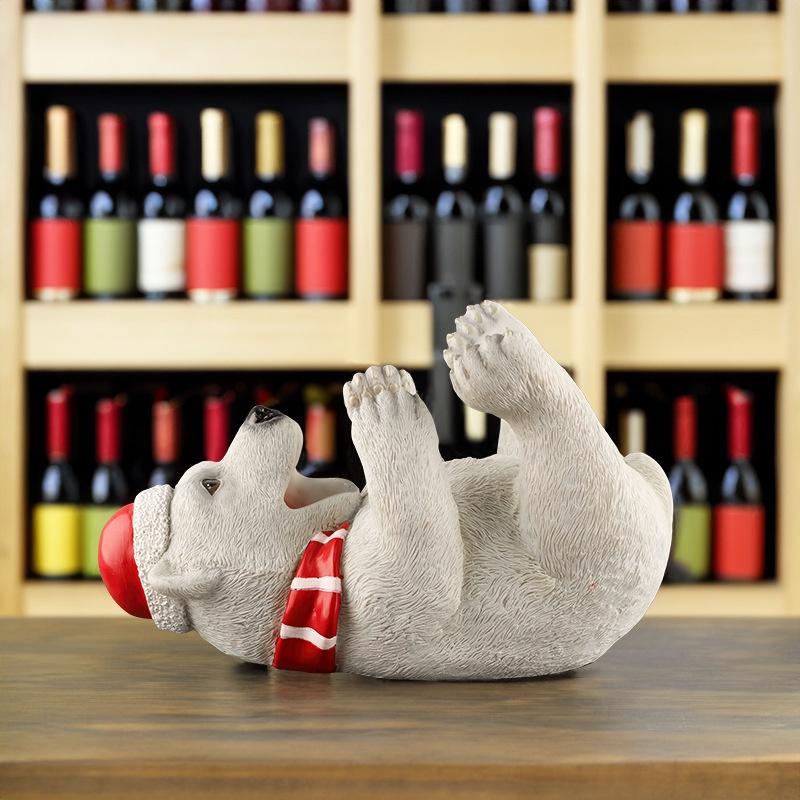 Kreatives nordisches Weihnachts-Schneemann- und Bären-Harz-Weinregal-Dekoration für Wohnzimmer und Esstisch Harz)