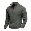 Mens Plus Size Winter Fleece Half-Zip Stand Collar Pullover Solid Color Casual Sweatshirt