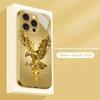 Golden Eagle Claw Pattern Glass Phone Case Suitable for iPhone 17 16 15 14 13 12 11 Pro/Max/Plus Anti Shock Back Cover