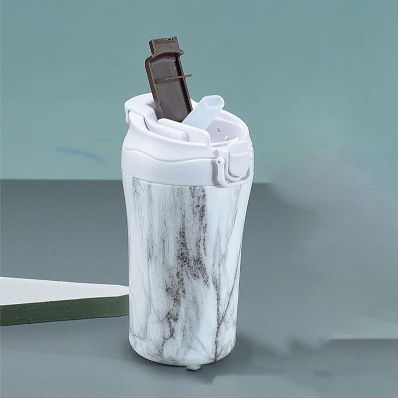 

400ML Wood Grain Marble Pattern Vacuum Thermal Cup Insulated Coffee Travel Mug - Keeps Drinks Hot And Cold for Car And Office 301-400ml белый